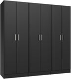 Madesa Kitchen Pantry Set Storage Cabinet 70" L 6 Doors 12 Utility Shelves 9 Adjustable Shelves Wooden Organization Unit Anti Tipping - Black