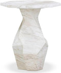 Pemberly Row Contemporary Round Side Table, White Faux Marble Top, 19.8" W x 21.5" D x 30" H, Solid Oak Wood Reversed Tapered Legs, Bold Indoor or Outdoor Accent Table
