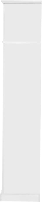 VilroCaz Versatile Wide Hall Tree with Storage Cabinet, Adjustable Side Shelves, Doors and 4 Hooks, Brown Wood Grain Shoe Bench with 2 Drawers, Entryway Coat Rack for Living Room Hallway (White-3.19)