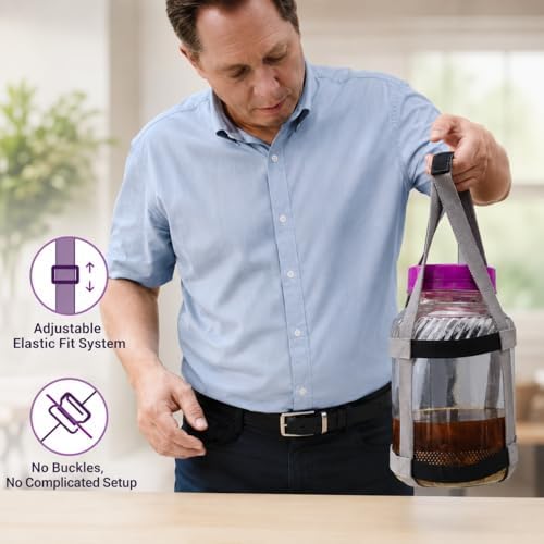 Glass Bottle Carrier Strap for 1.5-2.5 Gallon Bottles, Adjustable Carboy Carrying Harness, Dual Handle Lifter for Brewing, Fermentation and Storage Use, Carrier Strap Only, No Carboy