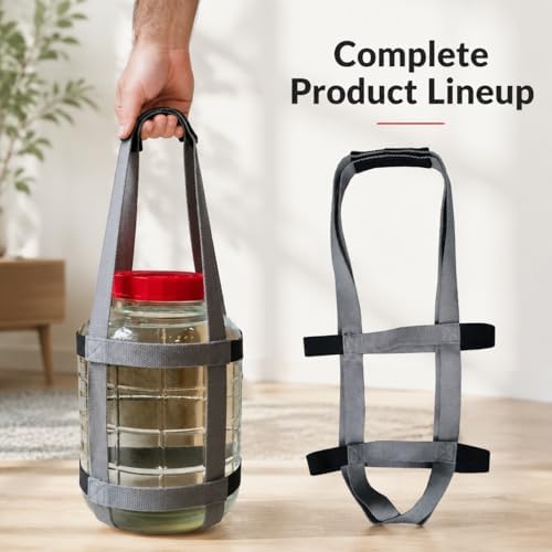 Glass Bottle Carrier Strap for 1.5-2.5 Gallon Bottles, Adjustable Carboy Carrying Harness, Dual Handle Lifter for Brewing, Fermentation and Storage Use, Carrier Strap Only, No Carboy