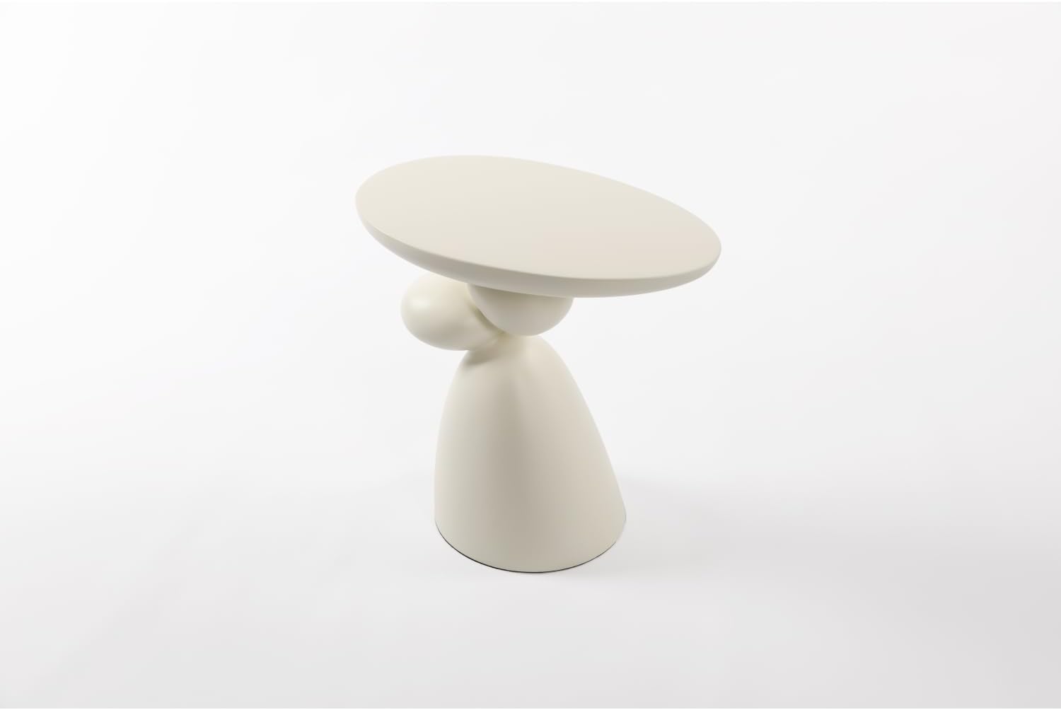 Lucky Stone End Table - Modern Minimalist Fiberglass Side Table for Living Room, Bedroom, Guestroom