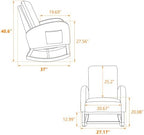 Green Upholstered Sherpa Rocking Chair for Nursery Bedroom, High Backrest Rocker Glider with Side Storage Pocket, Modern Accent Armchair for Living Room, Rubber Wood Legs