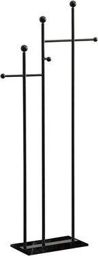 JIAYUEJU Metal Freestanding Coat Rack with Marble Base Heavy Duty Clothes Rack Coat Tree Stand Hat Rack for Corner Bedroom Entryway Living Room Hotel 19.69 x 11.02 x 68.9 Inches (Black)