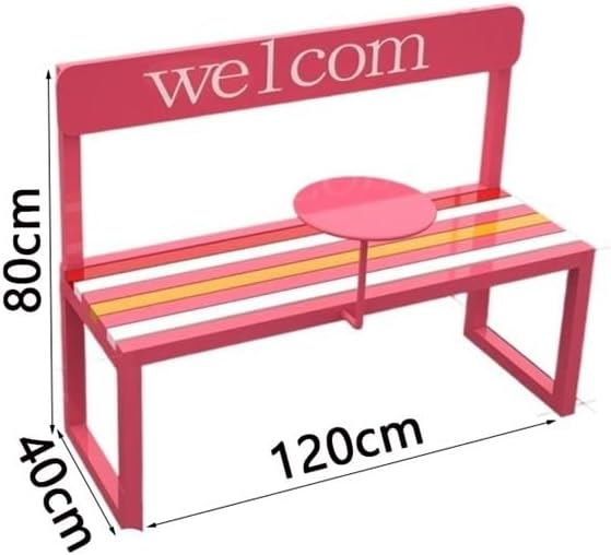 Patio Benches Rainbow Park Benches Outdoor Seating for Gym Mall Cafe(Red)