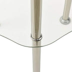 Modern 2-Tier Tempered Glass Side Table with Stainless Steel Frame, Transparent Accent End Table for Living Room, Sofa, or Telephone Stand