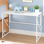 Elephance Folding Desk Writing Computer Desk for Home Office No-Assembly | Study Office Desk,Foldable Table for Small Spaces,39.4 Inch,White