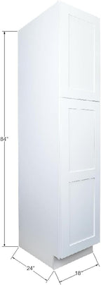 Hollywood Fabiani Design Pantry Wall Kitchen Cabinet - 18 in. W x 24 in. D x 84 in. H, Shaker White - Solid Wood Frame, 1/2-Inch Cabinet-Grade Plywood, Soft-Close Doors, Ready to Assemble