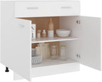 White Engineered Wood Drawer Bottom Cabinet, Modern Kitchen Storage with Smooth Lines, Space-Saving Pantry Solution, Freestanding Furniture for Dining Room