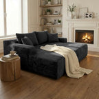 Sytopia Loveseat Chaise Lounge with Armrests, Oversized Sofa Bed with 4 Pillows, Cozy Boneless Sleeper, Modular Sectional Couch for Living Room Bedroom, Floor Chair Furniture sala Corduroy