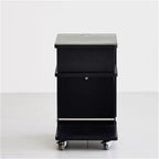 Wooden Night Stand, Minimalist Design Black Bedside Table with Open Storage, Modern End Table with Drawers for Living Room and Bedroom