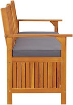 67 Inch Outdoor Storage Bench, Solid Acacia Wood Garden Bench with Thick Cushion, 3-Seater Patio Seating for Terrace and Backyard, Large Rectangular Wooden Chest