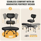 Ergonomic Cross Legged Chair, 360° Swivel Meditation Chair with Wheels for ADHD Desk & Yoga, Criss Cross Design with Strong Lumbar Support, Height-Adjustable Seat Mesh Style, Home Office - Black