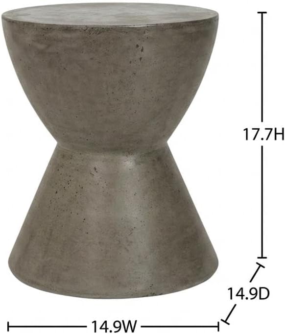 Starlight Canyon Home White Modern Concrete Round Accent Table, Indoor/Outdoor, 17.7-Inch Height, Durable, Versatile for Living Room, Patio