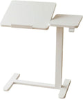 YCKEGEW Adjustable Overbed Bedside Table with Wheels,Hospital Bed Table with Tilt Top,Rolling Laptop Desk,Standing Desk for Home & Office Use(White)