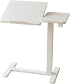 YCKEGEW Adjustable Overbed Bedside Table with Wheels,Hospital Bed Table with Tilt Top,Rolling Laptop Desk,Standing Desk for Home & Office Use(White)