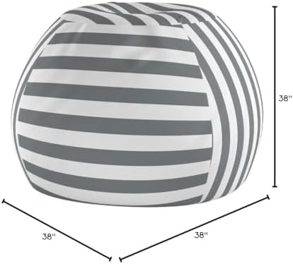 WEKAPO Stuffed Animal Storage Bean Bag Chair Cover for Kids | Stuffable Zipper Beanbag for Organizing Children Plush Toys Large Premium Cotton Canvas (Grey, X-Large)