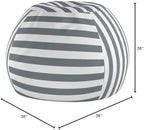 WEKAPO Stuffed Animal Storage Bean Bag Chair Cover for Kids | Stuffable Zipper Beanbag for Organizing Children Plush Toys Large Premium Cotton Canvas (Grey, X-Large)