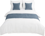 AMBERIS Bed Runner Single Layer Chenille Blue, Modern Style Bed Scarves for Home Hotel Decorations (Pillowcases Sold Separately)