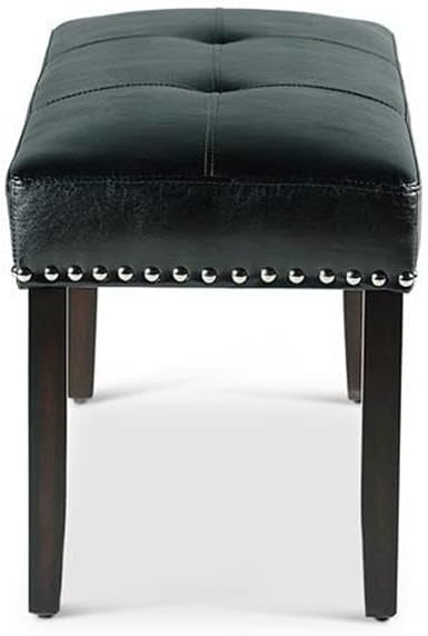 Steve Silver Westby Black PU Dining Bench w/Nailhead, Upholstered in Easy-Care Black Polyurethane, 42" L x 17" W x 19" H