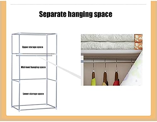 Wardrobe Storage Collapsible Wardrobe Organiser Free Installation Bold Reinforcement Thickened Steel Pipe All Steel Frame Storage Clothes Used for Bedroom Dorm Room (Color :