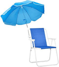 Kids Outdoor Folding Beach Chair Set with Parasol, Blue, Suitable for Camping, Lawn, Concert