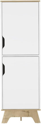 17.7" D*13.6" W*59.3" H Corner Freestanding Kitchen Pantry with 2 Shelves, 2 Single Doors, Rectangular Wood Storage Cabinet, Modern Minimalist, for Living Room, Dining Room, White