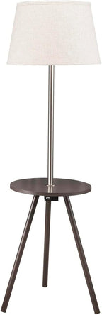 57" Round Sofa Side Table W/Lamp and Power Station 1.56/9.9 Metal Charging Living Room Decor