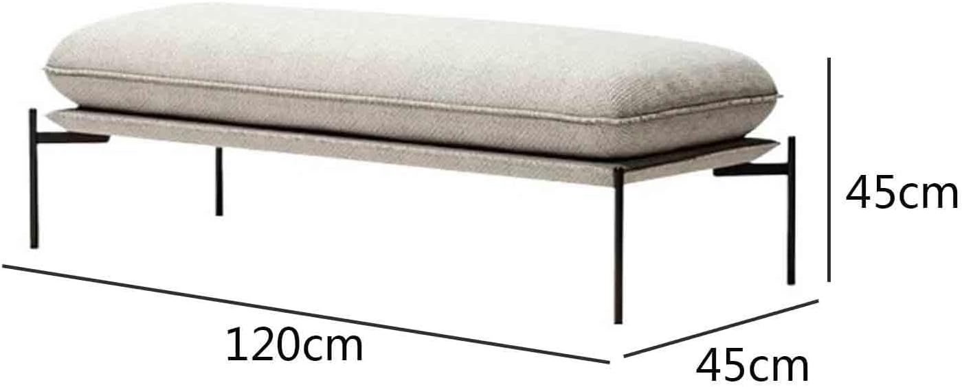 Modern Stainless Steel Bed end Stool Bedroom Dressing Room Rest Area Fabric Shoe Changing Entryway(Medium)