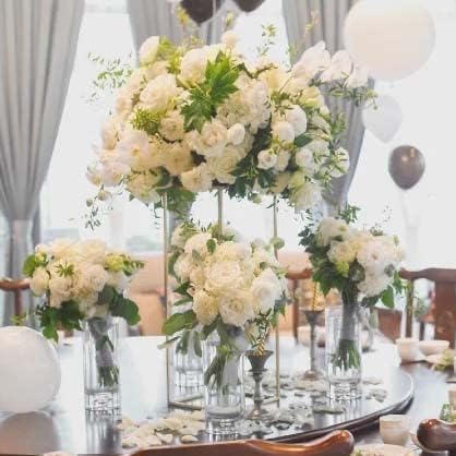 31.5inch 2 pcs Column Vases Gold Centerpieces for Table Metal Flower Stand Gold Wedding Centerpieces for Tables Party Floral Stands for Flowers