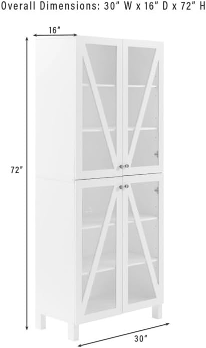 HomeStock Tall Kitchen Pantry Set - Stackable Storage Cabinets - White - 16" x 30" x 72"