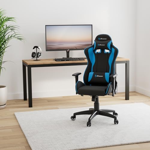 Arozzi - Forte Mesh Fabric Ergonomic Computer Gaming/Office Chair with Recliner, Swivel, Tilt, Rocker, Adjustable Height and Adjustable Lumbar and Neck Support Pillows - Black - Blue Accents