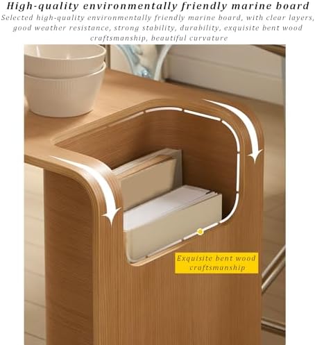 C-Shaped Sofa Side Table with Storage - Narrow End Table for Living Room & Bedroom, Multi-Functional Snack & Laptop Desk, Stylish Walnut Finish (35x44x60cm)