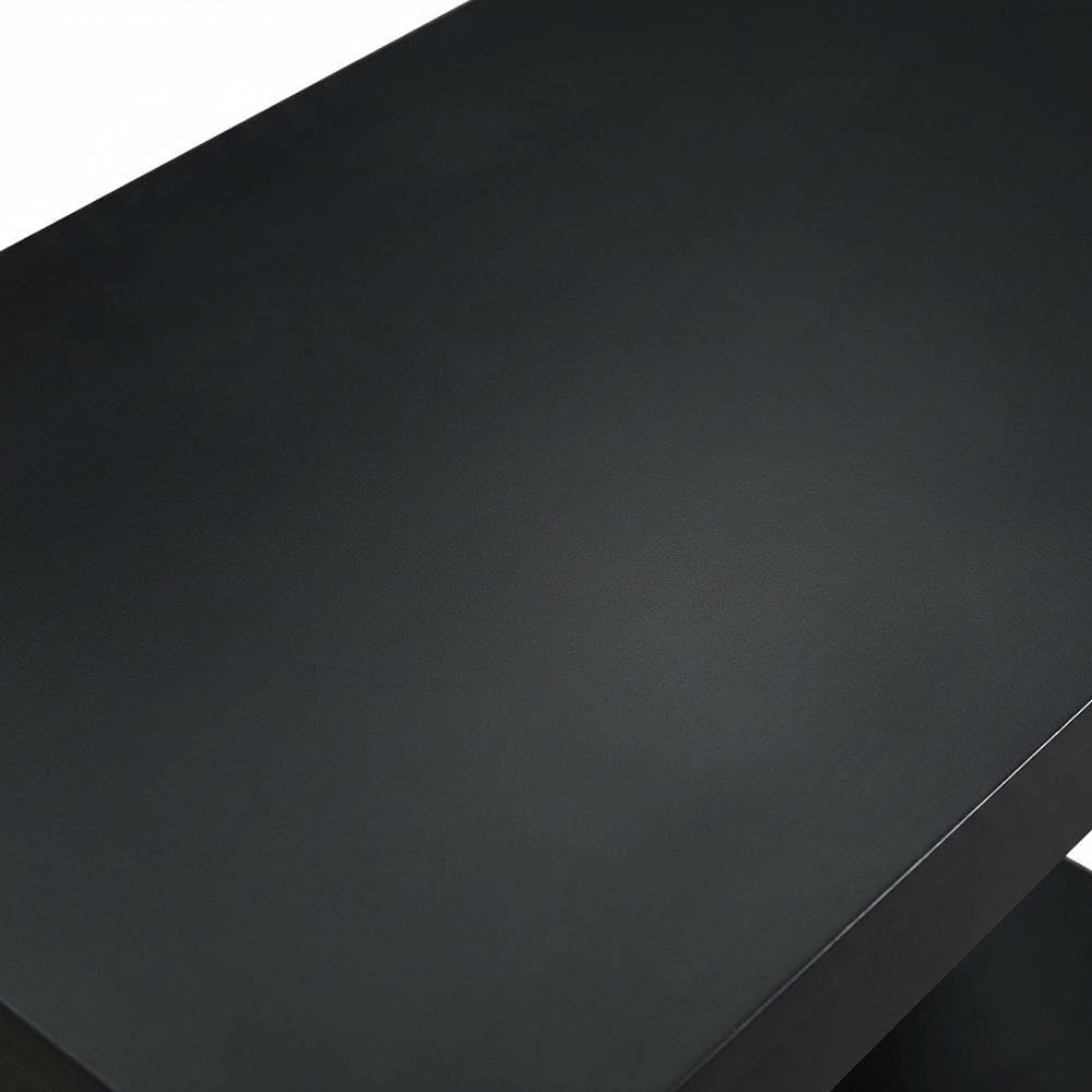 Furnifact Chairside End Table, Black Finish, Lower Shelf, MDF Material, Quick Easy Setup, Complement Any Existing Furnishings
