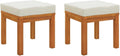 Solid Acacia Wood Garden Stools with Cushions 2 Pcs, 15.7x15.7x16.5 Inch Outdoor Stools for Patio Terrace