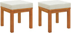 Solid Acacia Wood Garden Stools with Cushions 2 Pcs, 15.7x15.7x16.5 Inch Outdoor Stools for Patio Terrace
