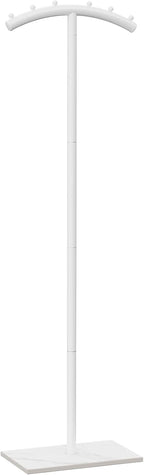 Freestanding Metal Clothes Rack with Natural Rock Base,68.9in,White | T-shaped Coat Hangers with Anti Slip Knots,Easy to Clean Garment Racks for Home,Durable Clothing Trees for Office