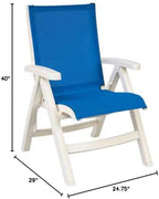 Grosfillex Jamaica Beach Midback Sling Chair in Blue/White - 2/pk