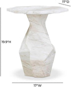 Pemberly Row Contemporary Round Side Table, White Faux Marble Top, 19.8" W x 21.5" D x 30" H, Solid Oak Wood Reversed Tapered Legs, Bold Indoor or Outdoor Accent Table