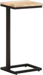 Rough Mango Wood Side Table 2 Pcs with Powder Coated Iron Legs, End Table for Living Room, Natural Wood Grain