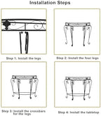 Console Table Decor Entryway Marble Scalloped Tables Behind,Half Moon Console TableFaux Marble Top Entryway Table with Ele Metal Scroll Legs SemiCle Accent Table for Hallway & Living Room (B