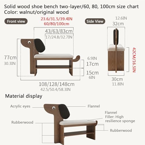 Wooden Entryway Bench,shoe changing bench,with Comfortable Padded Seat Cushion,seat depth 32cm,Stable Structure,Space Saving Stools,for Hallway, Closet, Living Room(Natural,A-80x42cm/31.5x16.5IN)