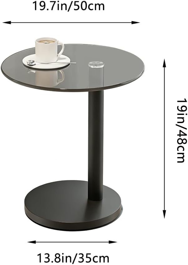 C Shaped Side Table Round End Table for Living Room, Modern Coffee Tables Unique Aesthetics Simple Accent Tables, Multifunction Black Bedside Stand for Sofa Bedroom Couch Balcony Patio Yard Garden