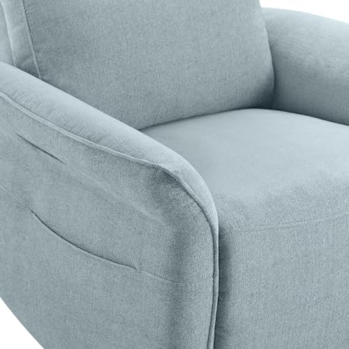 CHITA Power Recliner Chair, Electric Triple-Motor Swivel Glider Nursery Rocking Chair with Adjustable Power Headrest and Lumbar Support, GREENGARD Gold Certified, Solid Wood Base, Baby Blue