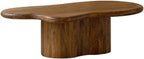 End Tables Wood Coffee Table Live Edge Finish Curved Base Living Room Decor