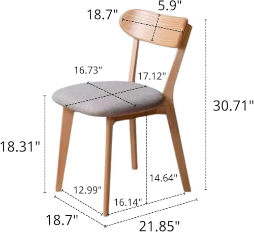 100% Solid Wood Dining Room Chairs - Practical Kitchen Chairs - Wood Chair for Dining Room, Kitchen (1, Natural Wood Grey Cushion)