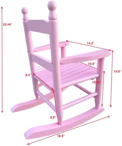 Modern Classic Toddler Rocker Chairs, Indoor & Outdoor Kids Rocking Chair for Children Ages 3-6, Solid Wood Children's Rocking Chair Suitable for Patio, Garden, Playroom, Balcony,Light Pink