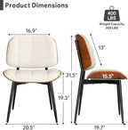 Dining Chairs Set of 2, Mid Century Modern Dining Room Chair with Thick Cushion, Upholstered Faux Leather Kitchen Chairs with Walnut Bentwood Back for Kitchen Dining Room, Beige