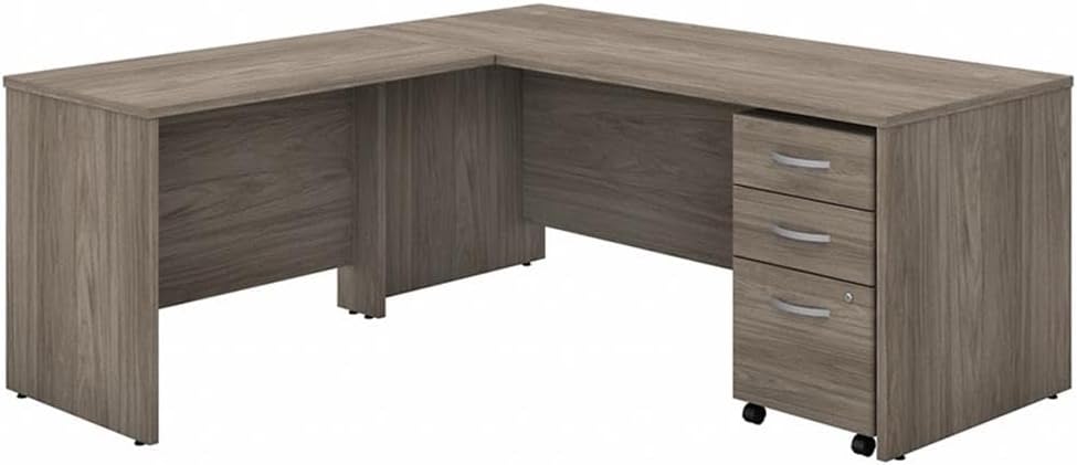 Bush Business Furniture Studio C 72W x 30D L Shaped Desk with Mobile File Cabinet and 42W Return in Modern Hickory