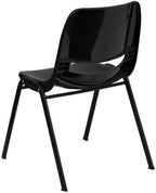 Flash Furniture HERCULES Series 440 lb. Capacity Kid's Black Ergonomic Shell Stack Chair with Black Frame and 14" Seat Height